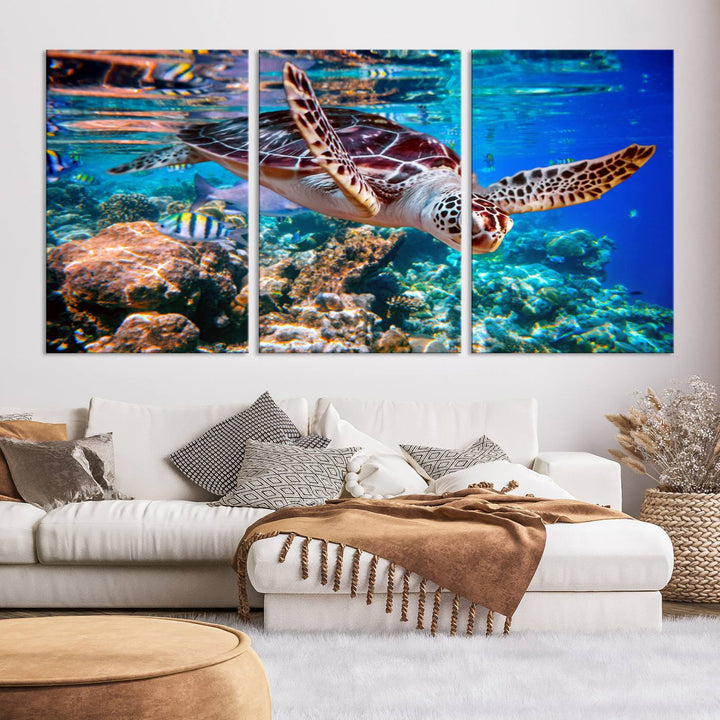 Ocean Turtle Wall Art Canvas Print