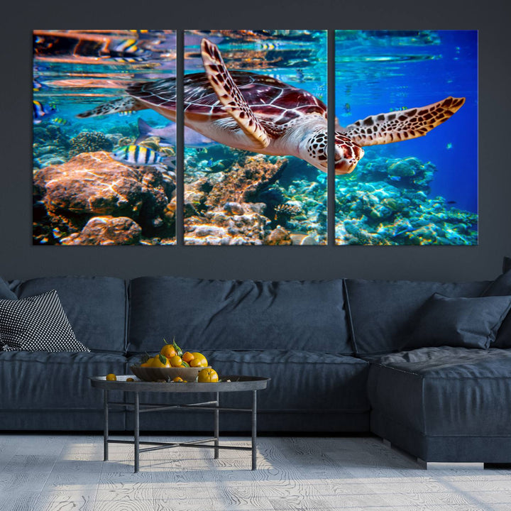 Ocean Turtle Wall Art Canvas Print