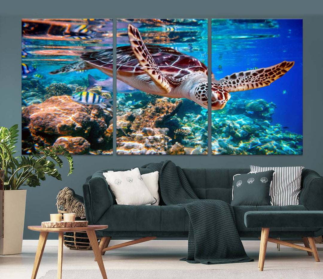 Ocean Turtle Wall Art Canvas Print