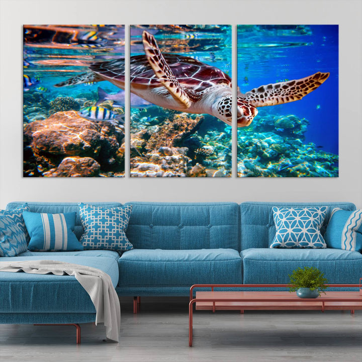 Ocean Turtle Wall Art Canvas Print