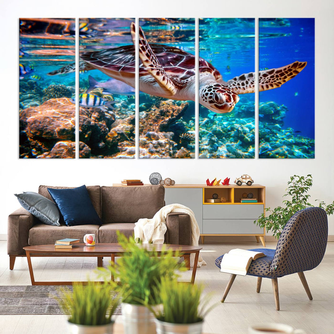 Ocean Turtle Wall Art Canvas Print