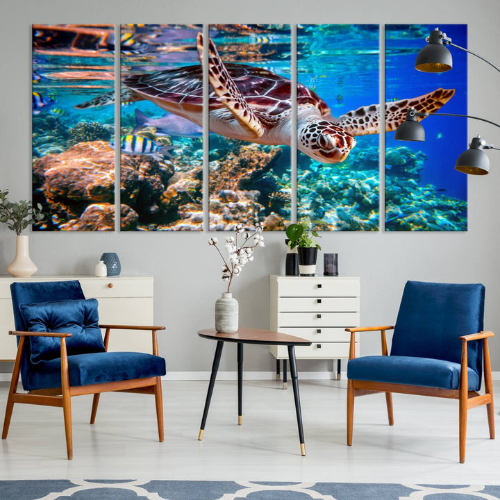 Ocean Turtle Wall Art Canvas Print