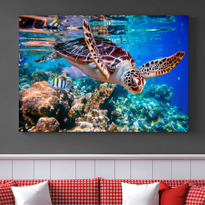 Ocean Turtle Wall Art Canvas Print