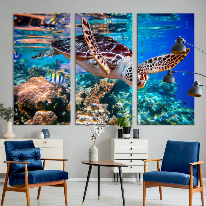 Ocean Turtle Wall Art Canvas Print