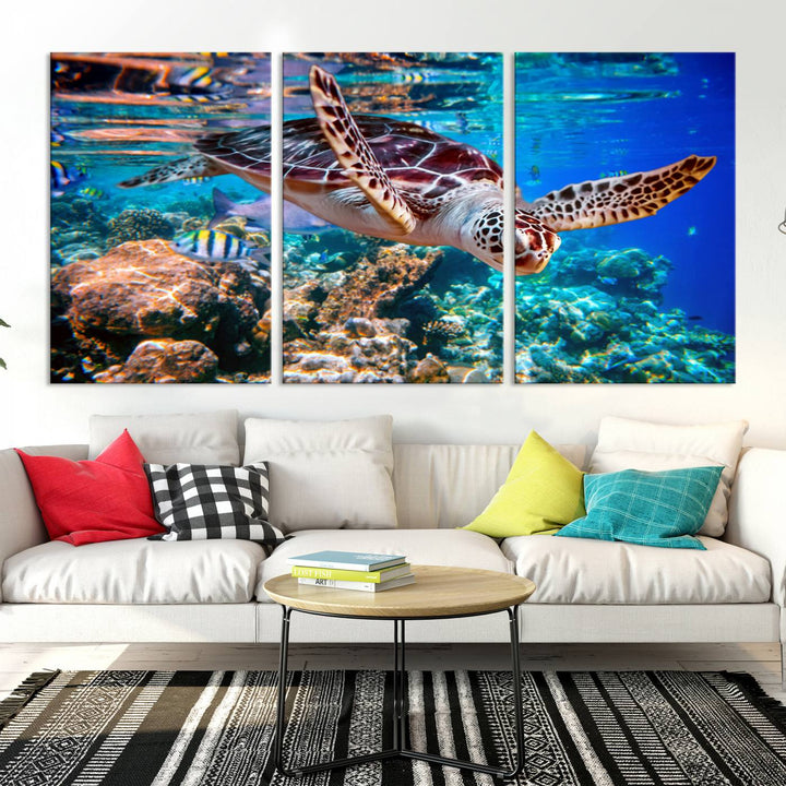 Ocean Turtle Wall Art Canvas Print