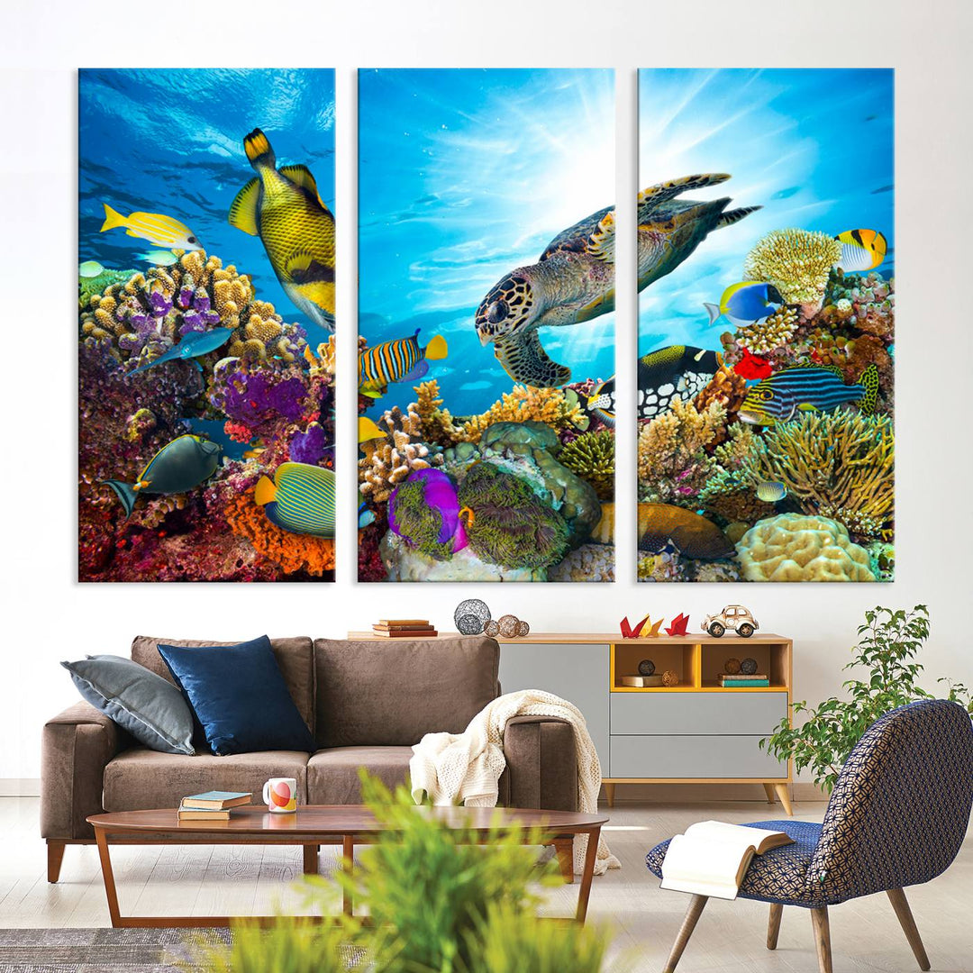 Ocean Underwater Life Turtle Wall Art Canvas Print