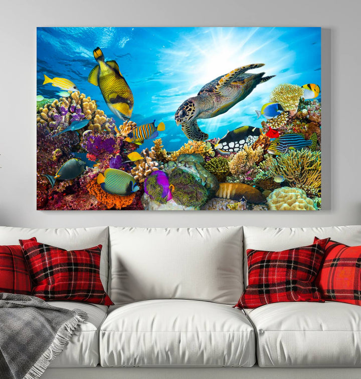 Ocean Underwater Life Turtle Wall Art Canvas Print