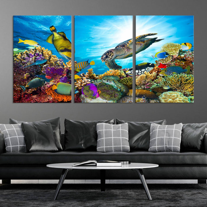 Ocean Underwater Life Turtle Wall Art Canvas Print