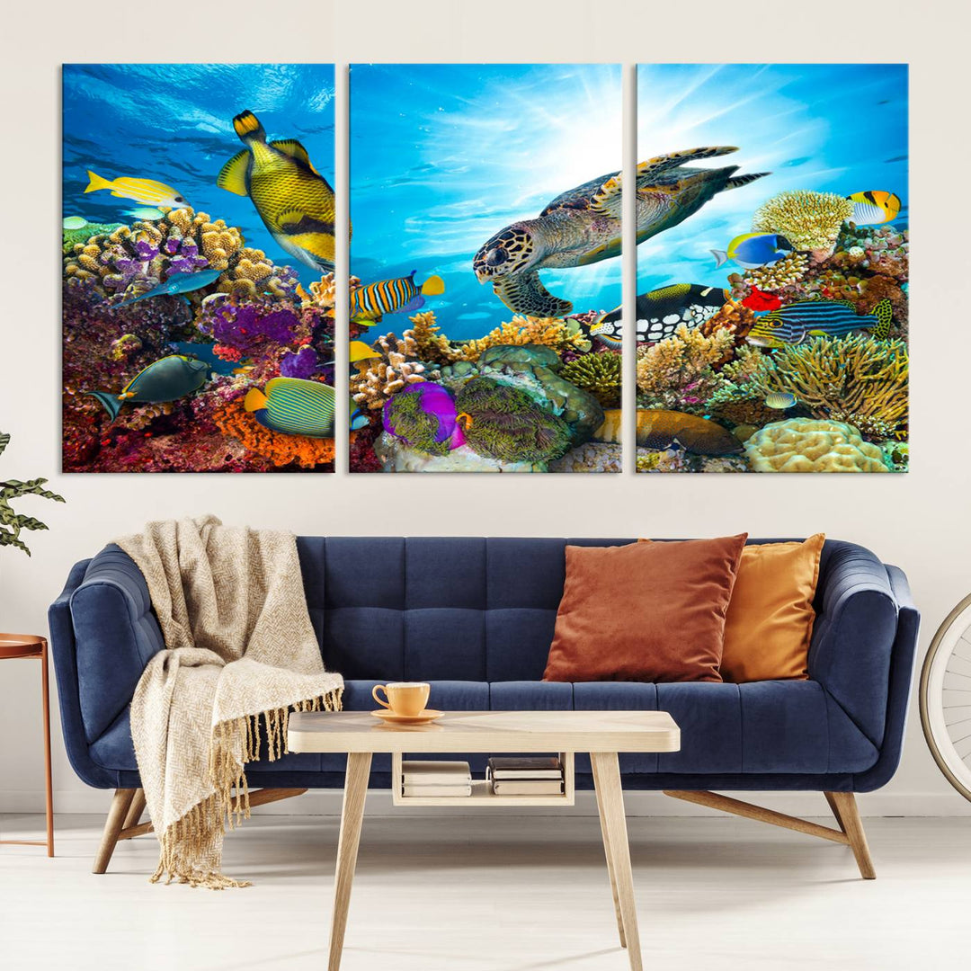 Ocean Underwater Life Turtle Wall Art Canvas Print