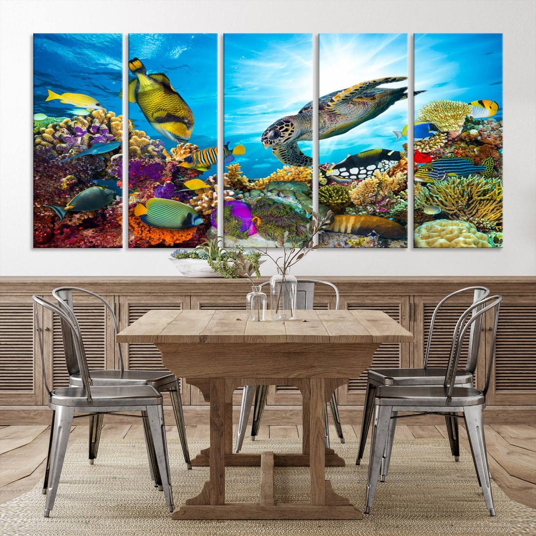 Ocean Underwater Life Turtle Wall Art Canvas Print