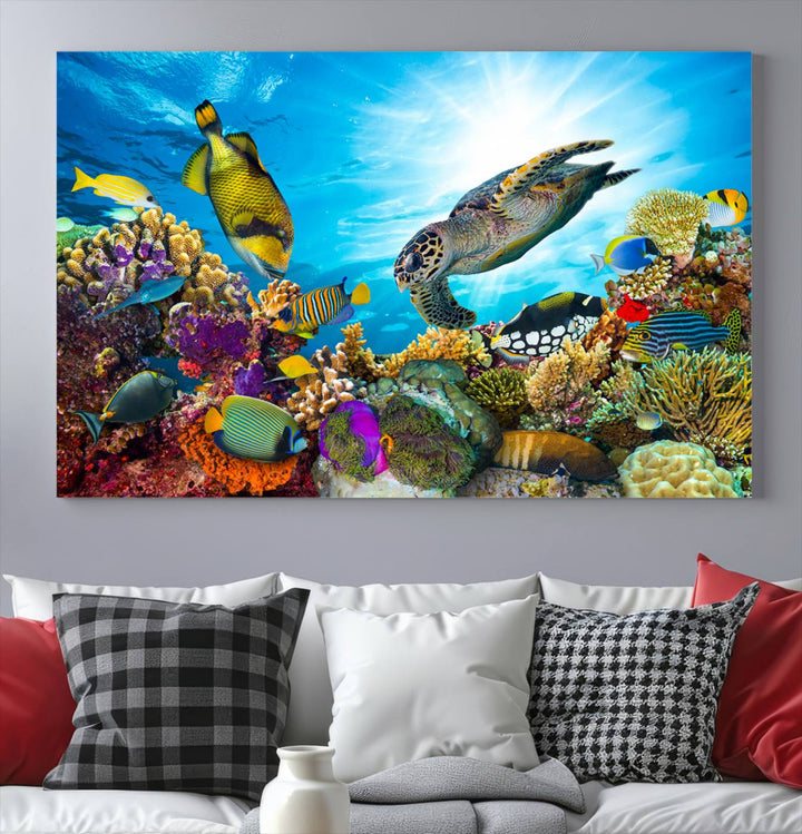 Ocean Underwater Life Turtle Wall Art Canvas Print