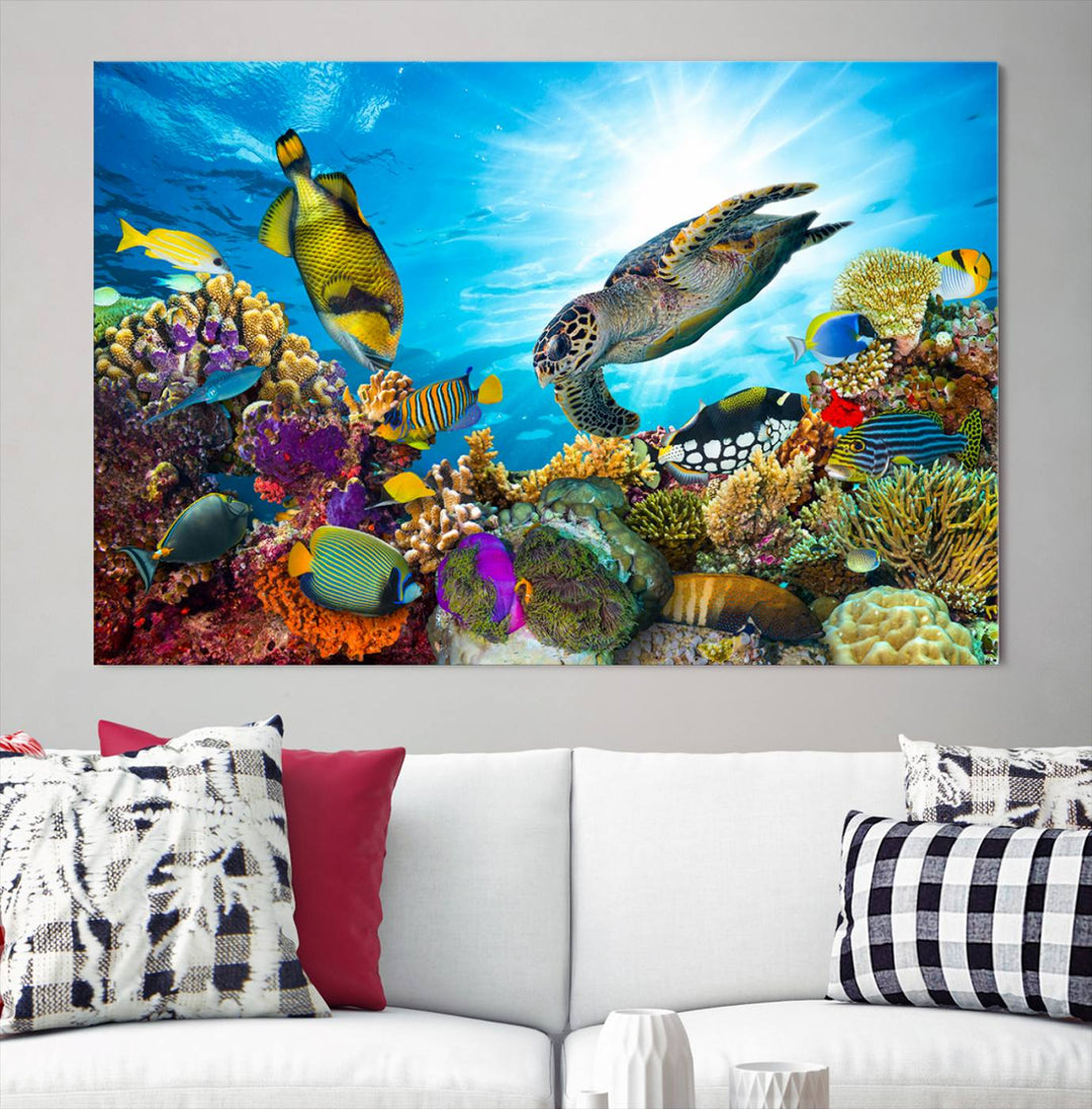 Ocean Underwater Life Turtle Wall Art Canvas Print