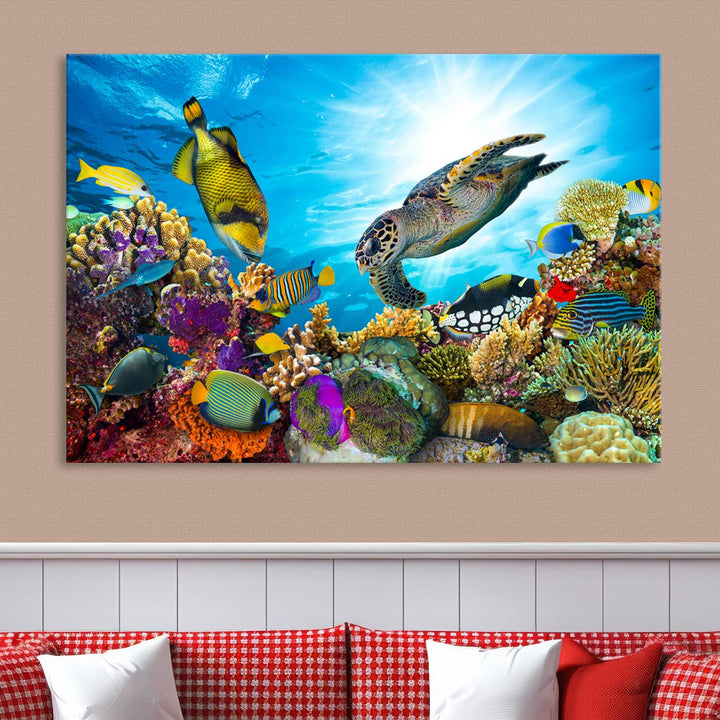 Ocean Underwater Life Turtle Wall Art Canvas Print