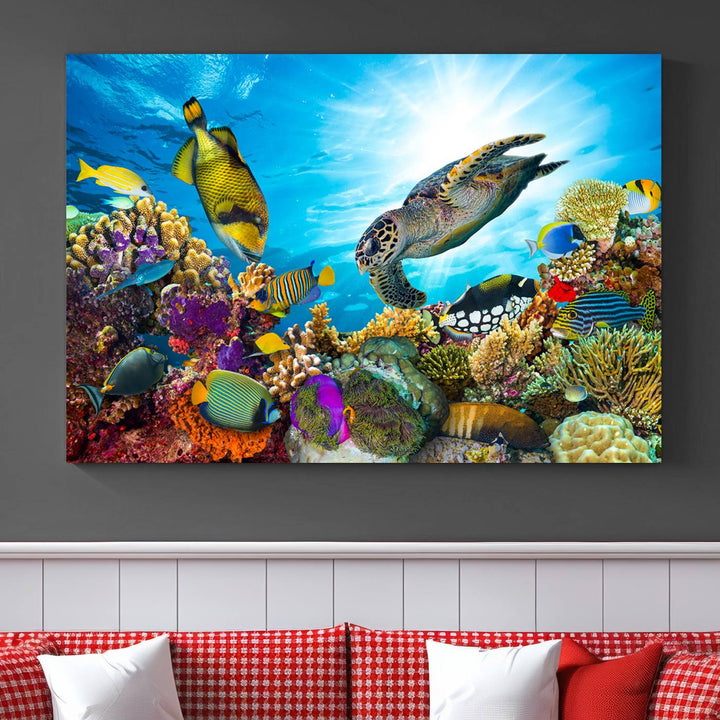 Ocean Underwater Life Turtle Wall Art Canvas Print