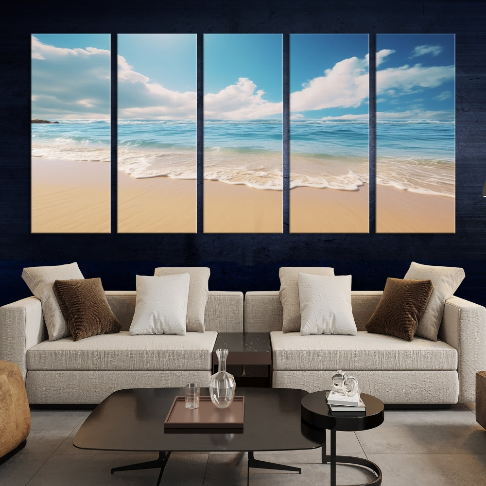 Ocean Wall Art, Beach Landscape Canvas, Set of Print, Nature Art Print, Modern Living Room Apartment Decor