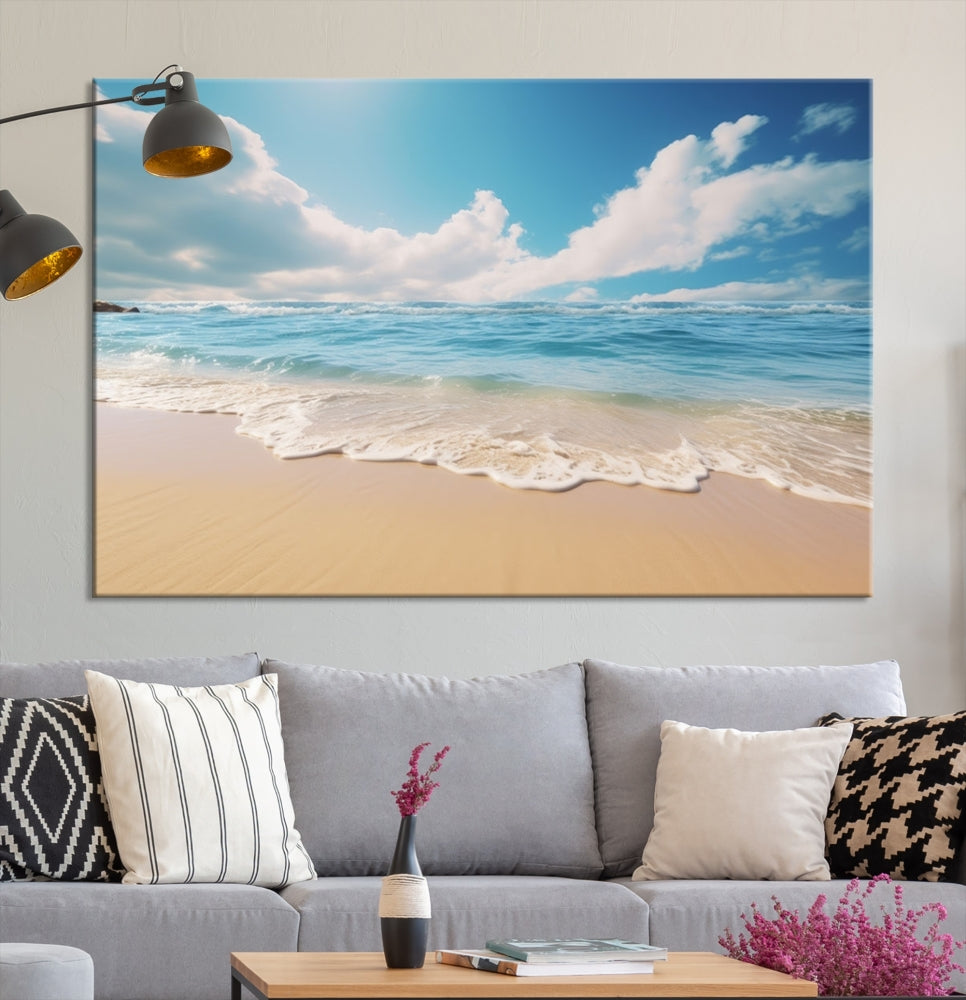 Ocean Wall Art, Beach Landscape Canvas, Set of Print, Nature Art Print, Modern Living Room Apartment Decor