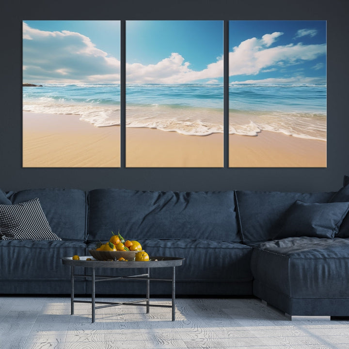 Ocean Wall Art, Beach Landscape Canvas, Set of Print, Nature Art Print, Modern Living Room Apartment Decor