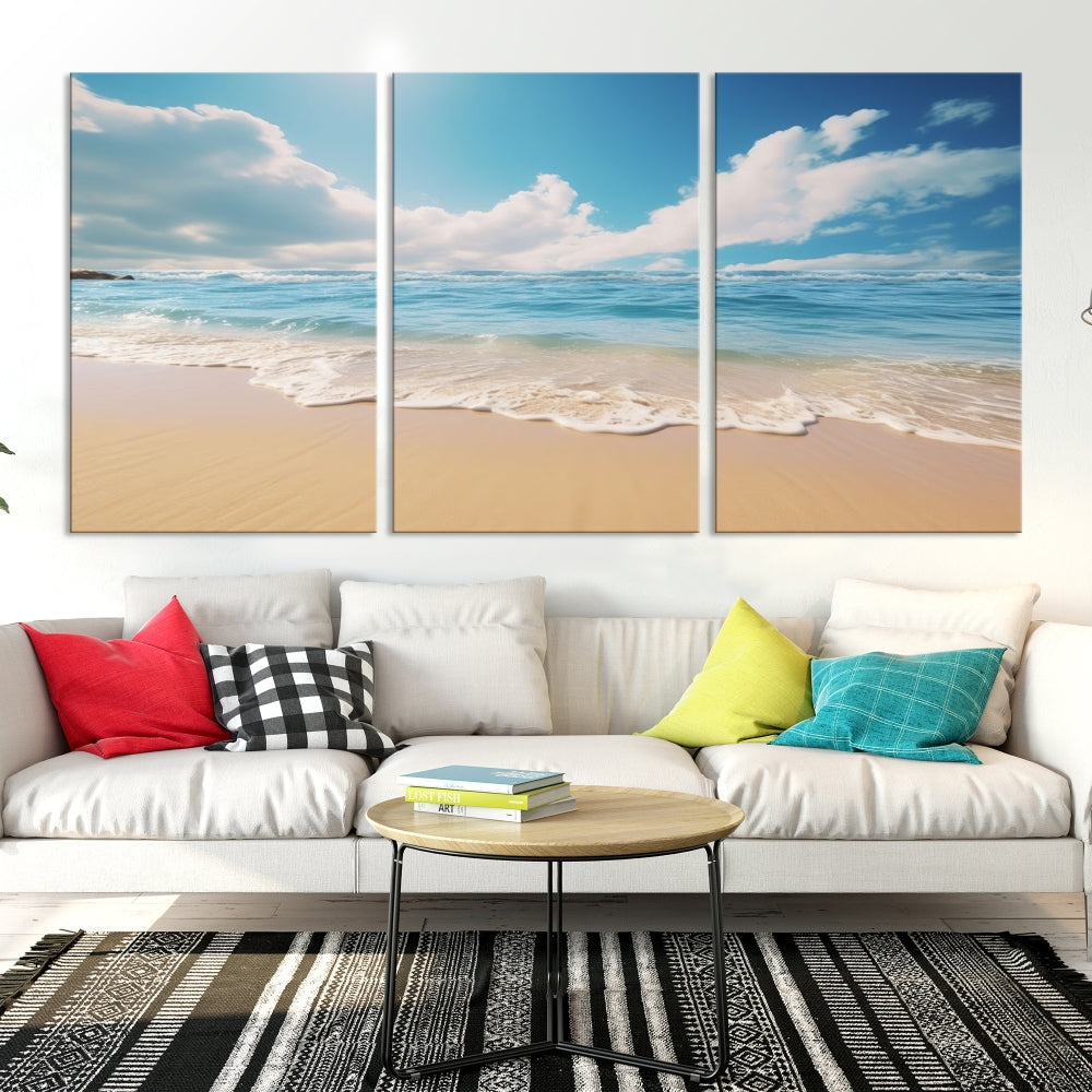 Ocean Wall Art, Beach Landscape Canvas, Set of Print, Nature Art Print, Modern Living Room Apartment Decor