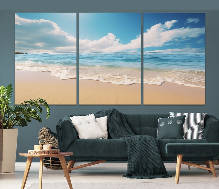 Ocean Wall Art, Beach Landscape Canvas, Set of Print, Nature Art Print, Modern Living Room Apartment Decor