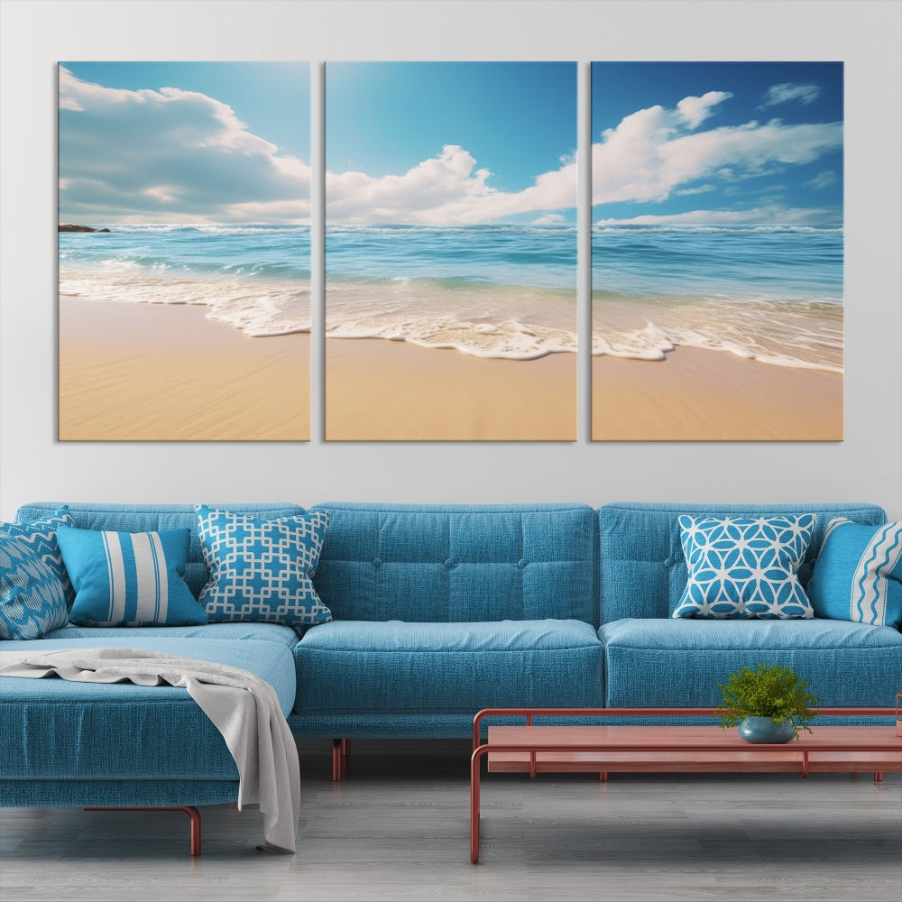 Ocean Wall Art, Beach Landscape Canvas, Set of Print, Nature Art Print, Modern Living Room Apartment Decor