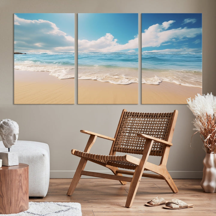 Ocean Wall Art, Beach Landscape Canvas, Set of Print, Nature Art Print, Modern Living Room Apartment Decor