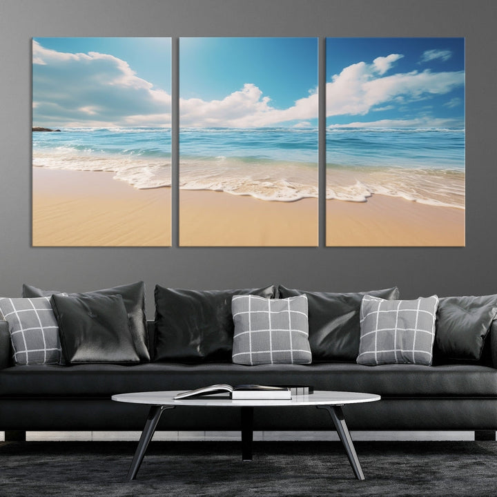 Ocean Wall Art, Beach Landscape Canvas, Set of Print, Nature Art Print, Modern Living Room Apartment Decor