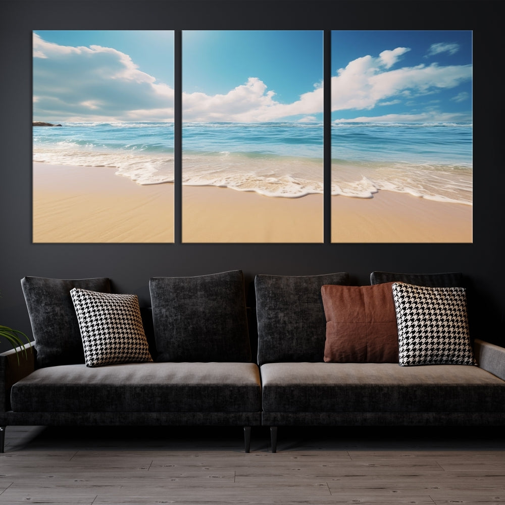 Ocean Wall Art, Beach Landscape Canvas, Set of Print, Nature Art Print, Modern Living Room Apartment Decor