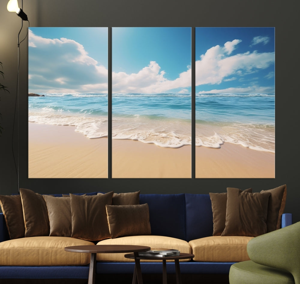 Ocean Wall Art, Beach Landscape Canvas, Set of Print, Nature Art Print, Modern Living Room Apartment Decor