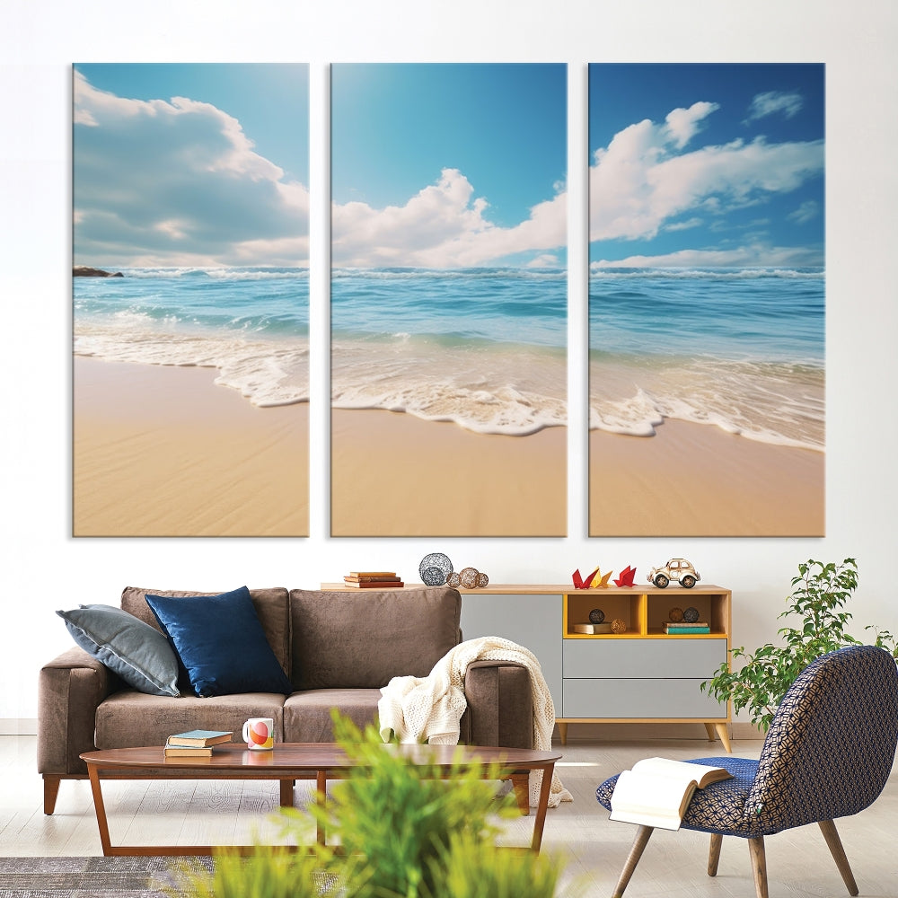 Ocean Wall Art, Beach Landscape Canvas, Set of Print, Nature Art Print, Modern Living Room Apartment Decor