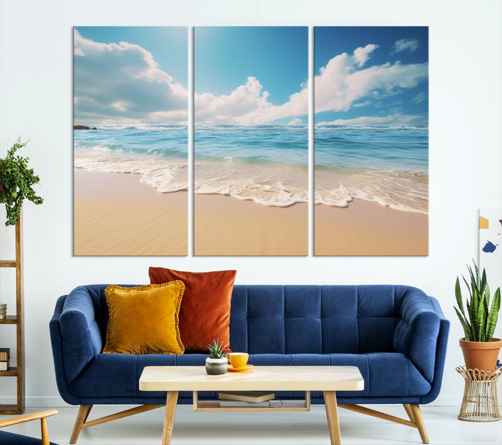 Ocean Wall Art, Beach Landscape Canvas, Set of Print, Nature Art Print, Modern Living Room Apartment Decor