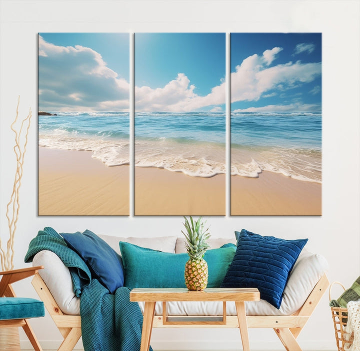 Ocean Wall Art, Beach Landscape Canvas, Set of Print, Nature Art Print, Modern Living Room Apartment Decor