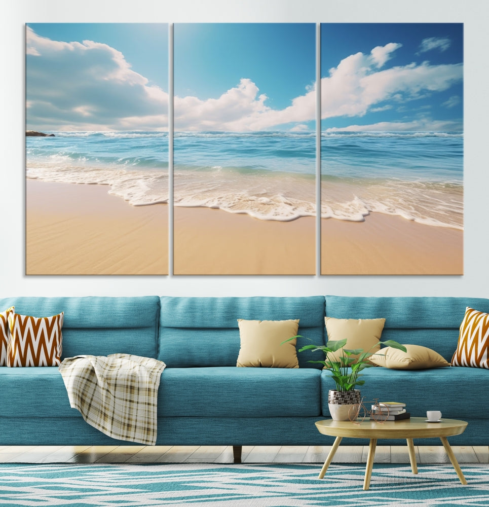 Ocean Wall Art, Beach Landscape Canvas, Set of Print, Nature Art Print, Modern Living Room Apartment Decor