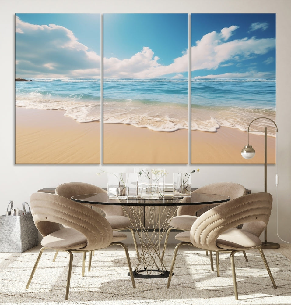 Ocean Wall Art, Beach Landscape Canvas, Set of Print, Nature Art Print, Modern Living Room Apartment Decor