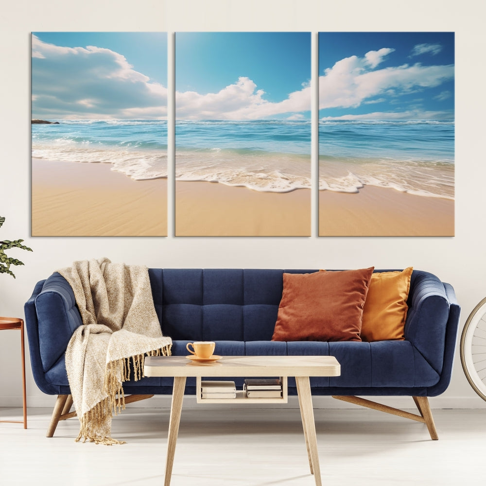 Ocean Wall Art, Beach Landscape Canvas, Set of Print, Nature Art Print, Modern Living Room Apartment Decor