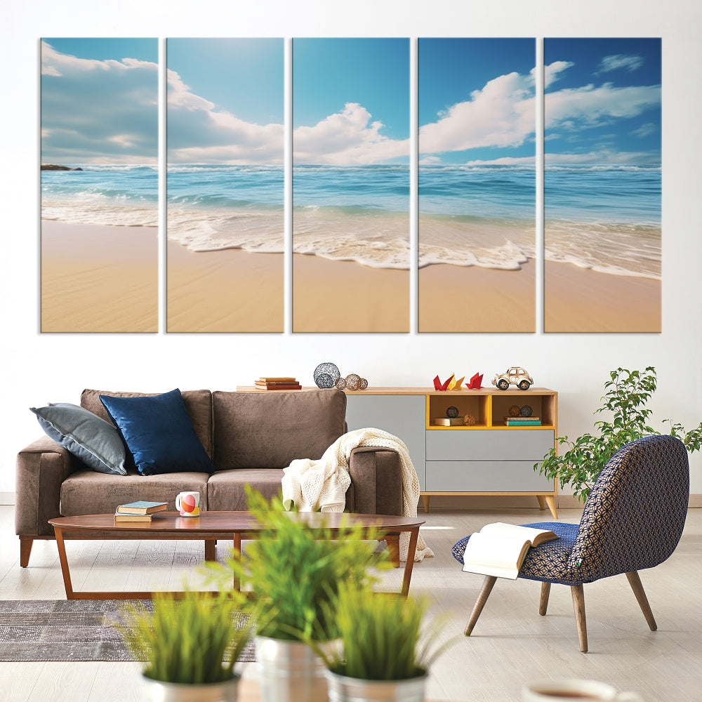 Ocean Wall Art, Beach Landscape Canvas, Set of Print, Nature Art Print, Modern Living Room Apartment Decor