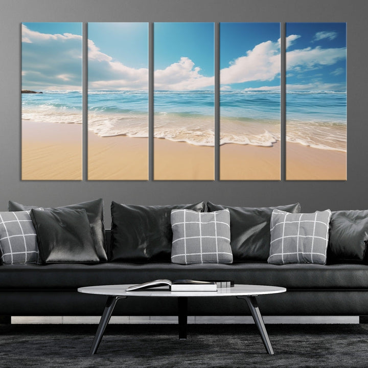 Ocean Wall Art, Beach Landscape Canvas, Set of Print, Nature Art Print, Modern Living Room Apartment Decor