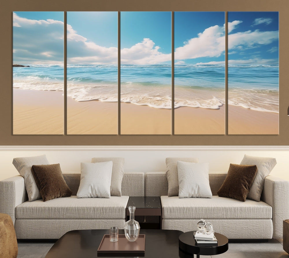 Ocean Wall Art, Beach Landscape Canvas, Set of Print, Nature Art Print, Modern Living Room Apartment Decor