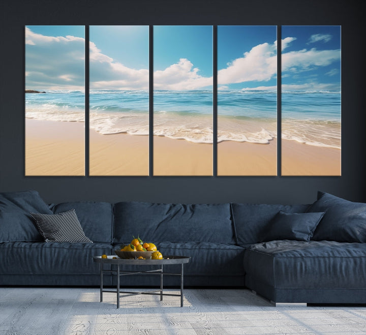 Ocean Wall Art, Beach Landscape Canvas, Set of Print, Nature Art Print, Modern Living Room Apartment Decor