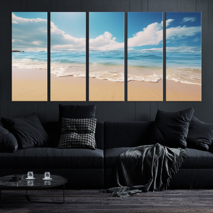 Ocean Wall Art, Beach Landscape Canvas, Set of Print, Nature Art Print, Modern Living Room Apartment Decor