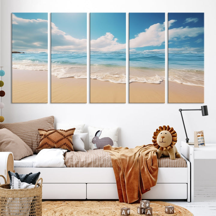 Ocean Wall Art, Beach Landscape Canvas, Set of Print, Nature Art Print, Modern Living Room Apartment Decor