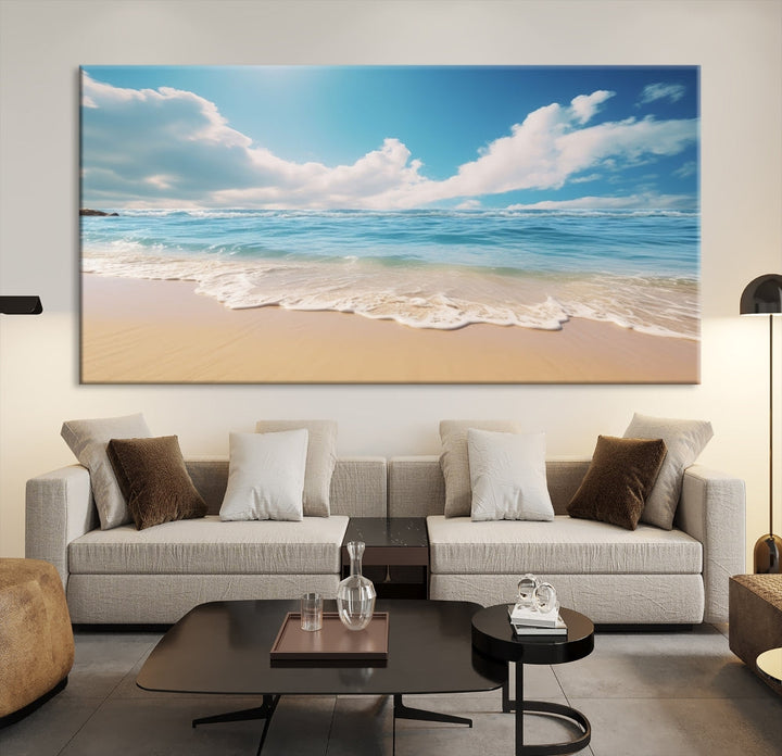 Ocean Wall Art, Beach Landscape Canvas, Set of Print, Nature Art Print, Modern Living Room Apartment Decor