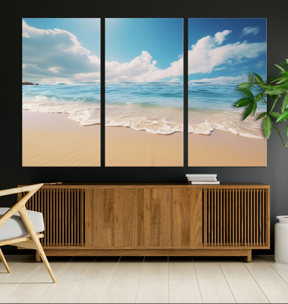 Ocean Wall Art, Beach Landscape Canvas, Set of Print, Nature Art Print, Modern Living Room Apartment Decor