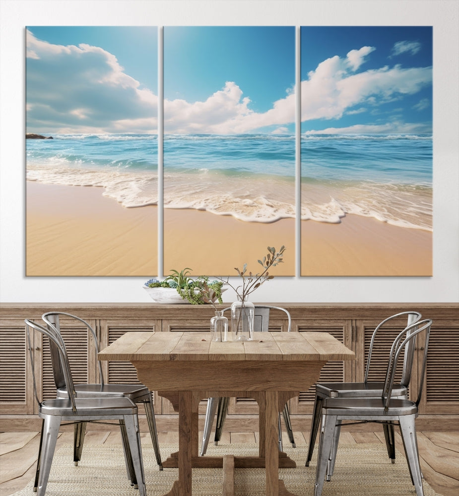 Ocean Wall Art, Beach Landscape Canvas, Set of Print, Nature Art Print, Modern Living Room Apartment Decor