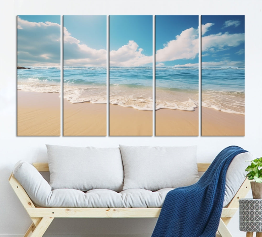 Ocean Wall Art, Beach Landscape Canvas, Set of Print, Nature Art Print, Modern Living Room Apartment Decor