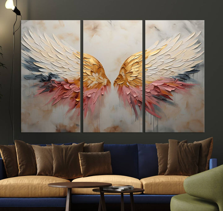 Oil Painting Style Abstract Angel Wing Wall Art Canvas Print