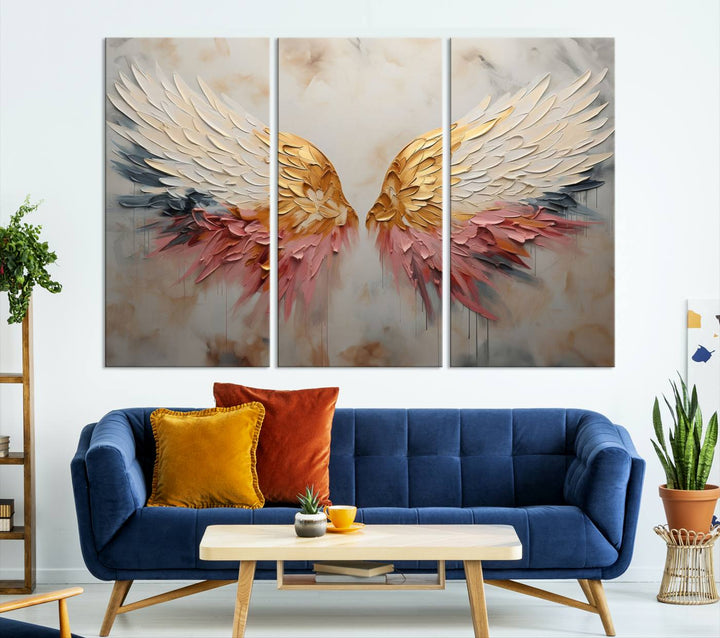 Oil Painting Style Abstract Angel Wing Wall Art Canvas Print