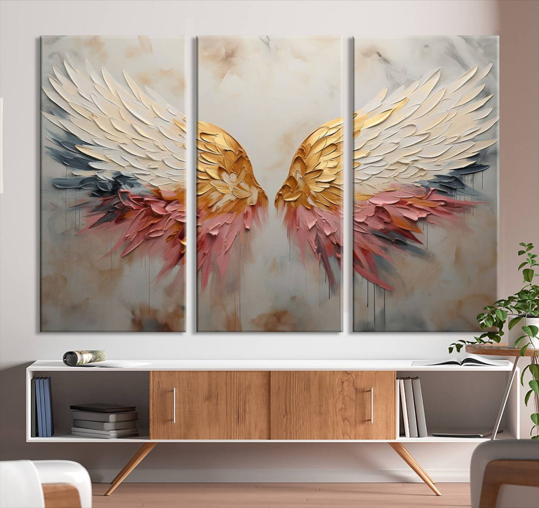 Oil Painting Style Abstract Angel Wing Wall Art Canvas Print