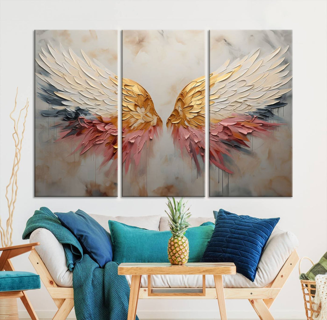 Oil Painting Style Abstract Angel Wing Wall Art Canvas Print