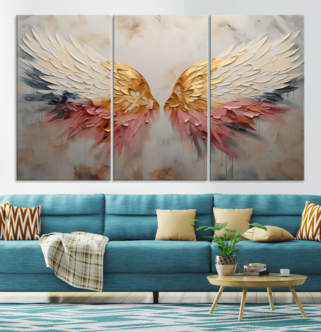 Oil Painting Style Abstract Angel Wing Wall Art Canvas Print