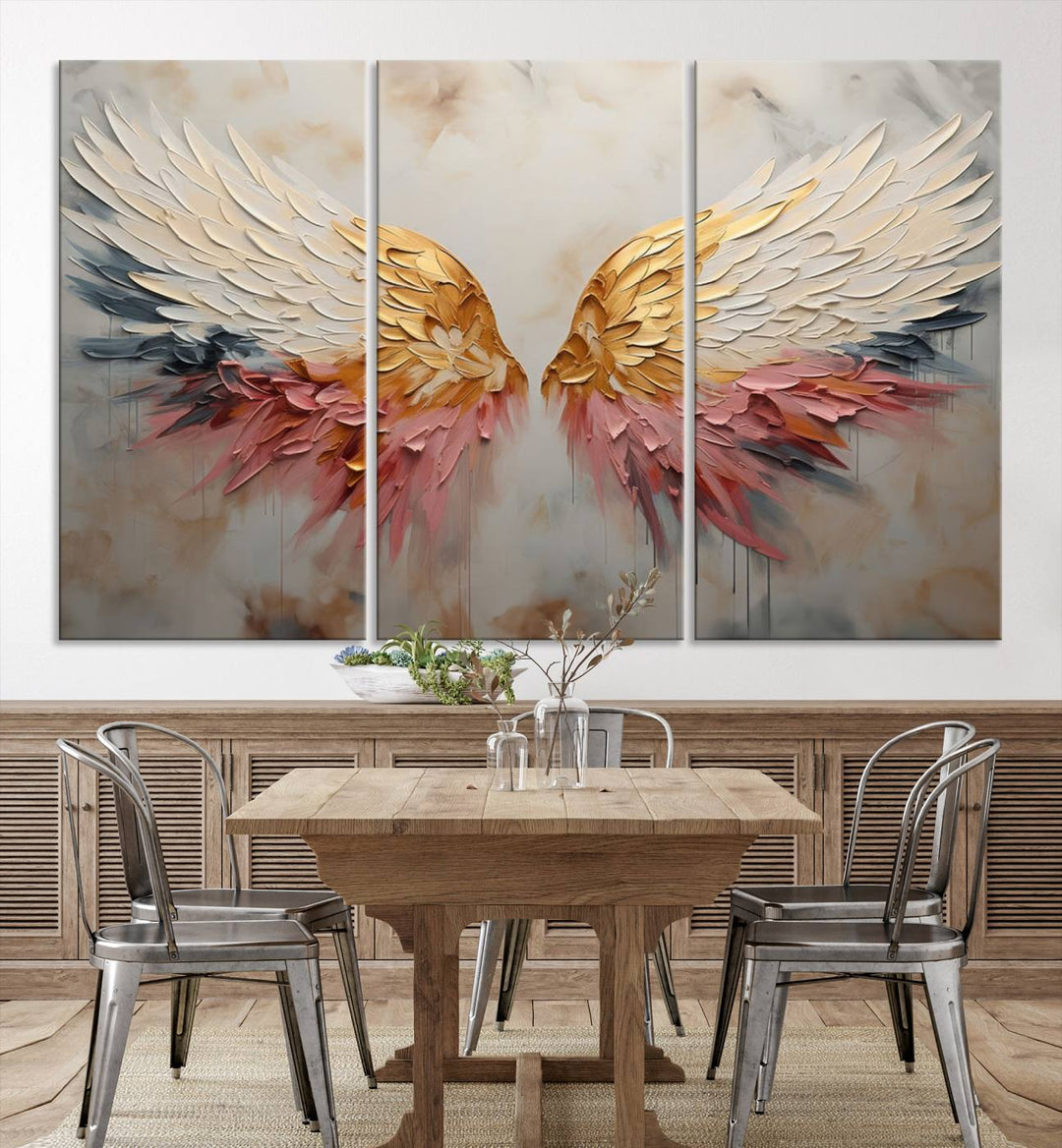 Oil Painting Style Abstract Angel Wing Wall Art Canvas Print